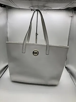 Michael Kors Jet Set Travel Optic Wht Leather Med Travel Tote • $38