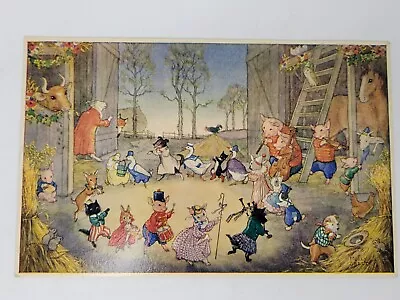 VINTAGE Postcard MOLLY BRETT/ MEDICI  BARN DANCE  Anthropomorphic • $4.50