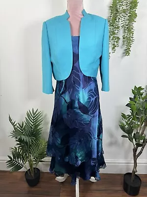 Jacques Vert Mother Of Bride Silk Blend Devore Dress Suit Outfit Wedding Guest • £69.99