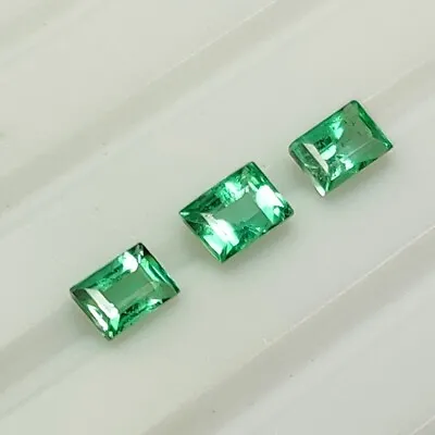 0.39 CT - Natural 3 Zambian Emerald Octagon Set VS Good Luster Green - 3856 • $14.19