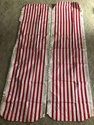 Retro Red White Striped Vinyl Picnic Table Runner Pair Vintage AS IS S6 • $24.56