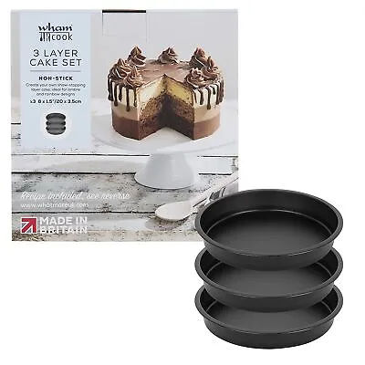 3 Layer Rainbow Cake Tin Wham Baking Set 3 X 20cm X 3.5cm Cake Trays Non Stick • £10.29