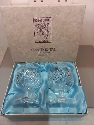 Edinburgh Crystal Continental Collection Pair Of Boxed Brandy Glasses Thistle Pt • £29