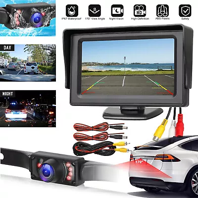 4.3  LCD Monitor Car Camera Rear View Backup Parking Reverse Kit W/ Night Vision • $27.98