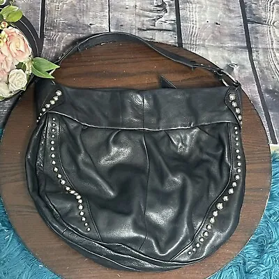 B Makowsky Leather Handbag Purse Black Leather Shoulder Bag Studs • $28