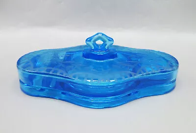 1920s Cambridge Bluebell Glass Vanity Compact & Lid Floral Cutting AS IS READ • $20