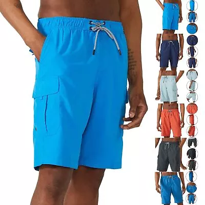 Mantaray Mens Swim Shorts Quick Dry Mesh Lined Cargo Pocket Beach Trunks Pants • £8.99