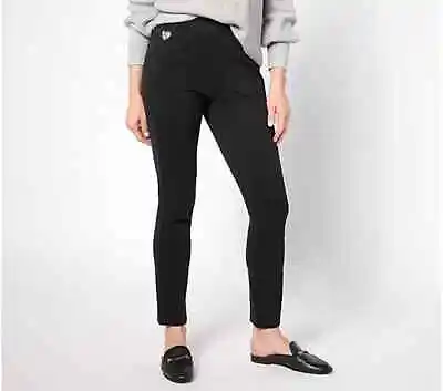 Quacker Factory Regular DreamJeannes Pull-On Slim Leg Jeans BlackSmall • $29