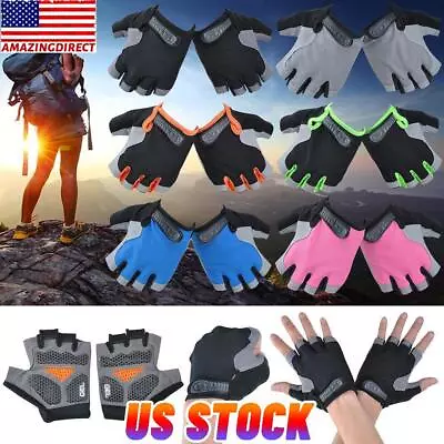 Mens Fingerless Gloves 3D Silicone Gel Half Finger Climbing Sport Bicycle Gloves • $10.75