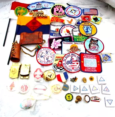 Vtg 40+BSA/CSA Patches/Buckles/Belt Slides/ Flags/Paperweight/ Pins Etc SW PA GC • $31.91