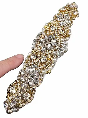 Rhinestone Double Clip Wedding Gown Veil Hair Accessory Handmade 8” Pearls • $33.75