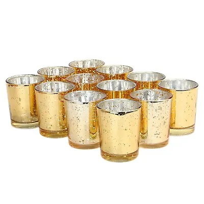 £15.99 • Buy Speckled Tea Light Holders - Set Of 12 Gold Stylish Glass Candle Holders | M&W