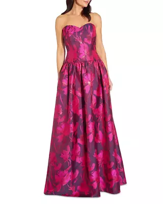 Aidan Mattox Floral Jacquard Strapless Gown 10A 2222 • $85.95