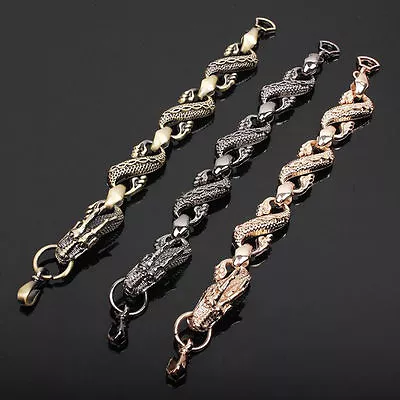 $3.28 • Buy Mens Women Stainless Steel Dragon Bracelet Bangle Wristband Cuff Chain Jewelry
