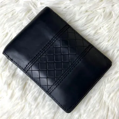 Bottega Veneta Black Intrecciato Bifold Wallet Genuine Leather Made In Italy • $158