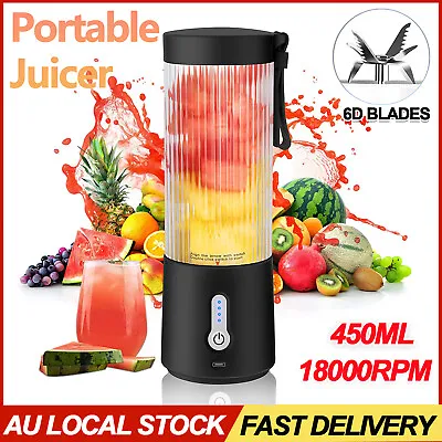 450 ML Portable Electric Fruit Juicer Smoothie Blender Cup For Travel Camping • $32.99