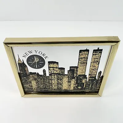 Vintage Retro NY New York Twin Towers Wonder Graphics Landscape Quartz Clock • $39.87