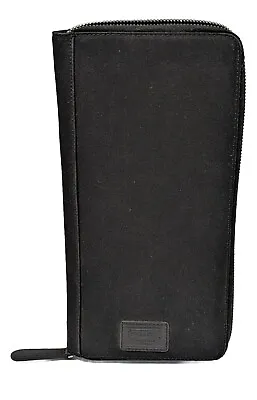 Coach Unisex Card Travel Wallet Document Case  Full Zip Black Canvas Mens Womens • $35