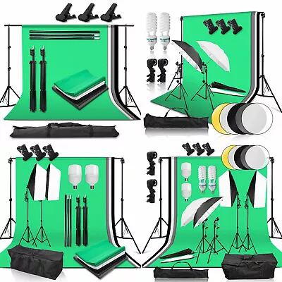 $239.99 • Buy Photography Studio Continuous Lighting Softbox Umbrella Light Backdrop Stand Kit
