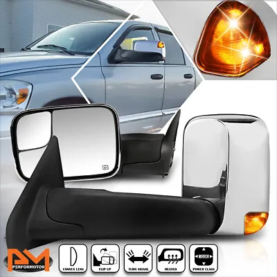 For 02-09 Dodge Ram 1500-3500 Power+Heated Chrome Towing Mirror+LED Signal Lamp • $153.89