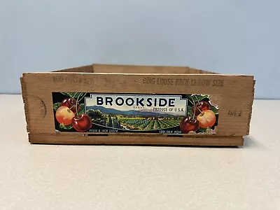 Vintage Brookside Cherries Wood Fruit Crate Produce Box Vintage Advertising • $38