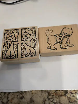 Magenta - Two Cats And Unbranded - Cat Rubber Stamp • $10