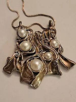 Hagit Gorali Sterling Silver And Pearl Pendant With 20 Inch Necklace  • $175