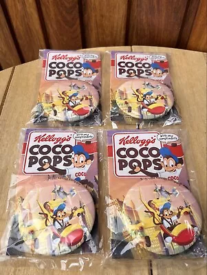 Vintage Retro 1992 Kelloggs Coco Pops Musical Promotional Badges X4 • $20