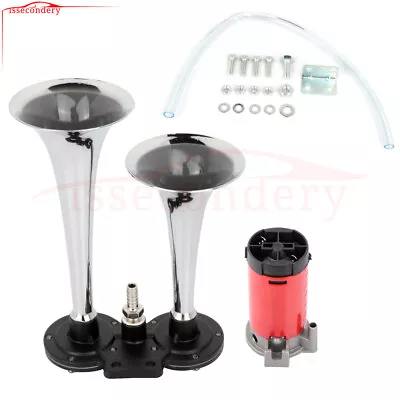 Dual Trumpets Air Horn 12V 135 DB 15-22 PSI Fits Boat Truck Car Motorcycle SUV • $26.99