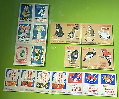 Vintage Latvia 20 Uncut Matchbox Matches Labels Unused 3 Sets Animals Food • $25