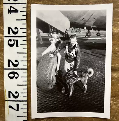 Plane Pilot And His Dog Vintage Photo • $9.83