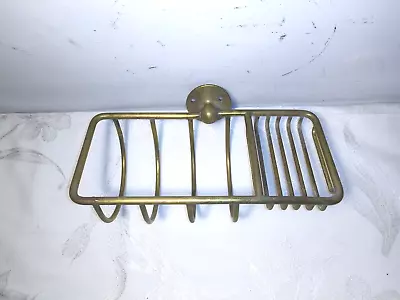 Antique Solid Brass Soap Dish/ Sponge Holder For Vintage Bathroom Wall Mount • $84