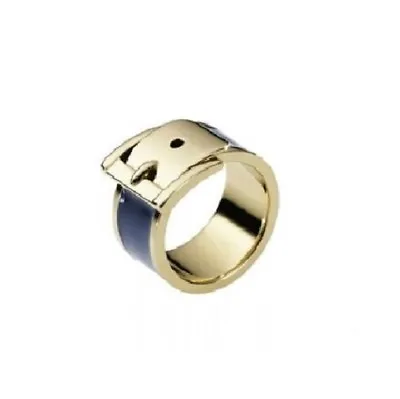 Michael Kors Gold Tone S/steel+navy Blue Belt Buckle Style Ring Size:6- Mkj1800 • $80.74