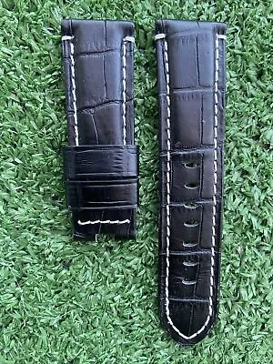 $375.50 • Buy NEW OEM Officine Panerai 24mm Black Alligator Leather Watch Strap Band Tang