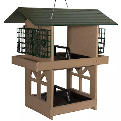 (Green/Tan) JCs Wildlife Double Fly Thru Feeder With Suet Cages • $189.97