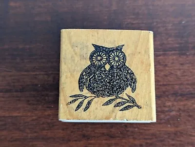 Vintage Stamp-N-Pad Owl Rubber Stamp Wood Block Inked Sitting On Branch • $7.77
