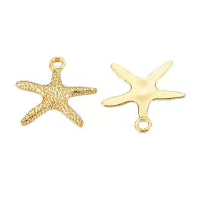 ❤ 20 X GOLD Plated STARFISH Sea Ocean Charms Pendant 20mm Jewellery Making UK ❤ • £1.20