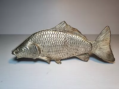 Vintage Silver Metal Carp Fish Sculpture Napkin Message Menu Name Mail Holder • $35