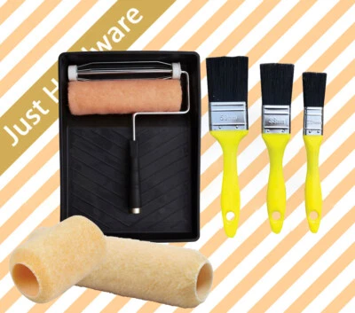 $23.99 • Buy 9  Emulsion Paint Roller Set With Tray 4  Cover Foam 20 30 40 70 Mm Paint Brush