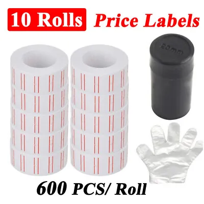 10 Rolls 6000pcs Price Labels Gun Paper Tag Sticker White Red Line For MX 5500 • $7.74