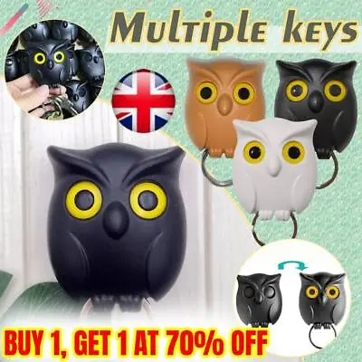 Night Owl Magnetic Wall Key Holder Keychain Hooks Hanging Key Will Open Eyes UK✔ • £6.69