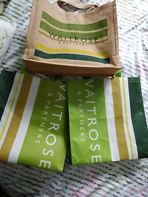 Waitrose Bag 1 X Jute Reusable Shopping Limited Edition + 2 X Recycled Bags  • £8.99
