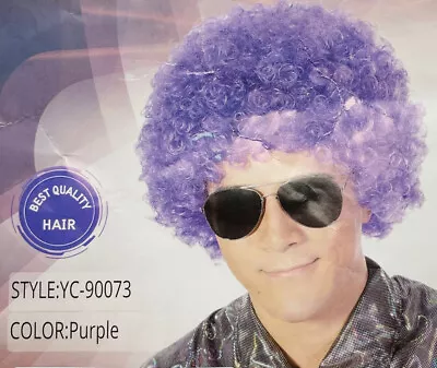 Fluffy Afro Clown Wig Unisex Purple Synthetic Cosplay Halloween 70s Hippie New • $8.93