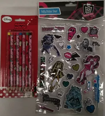 Monster High Stickers / Minnie Mouse Pencils Party Bag Set • £3