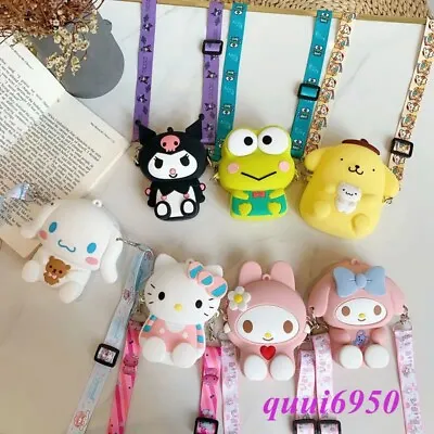 Kuromi Cinnamoroll My Melody Hello Kitty Crossbody Soft Coin Card Silicone Bag • $7.55