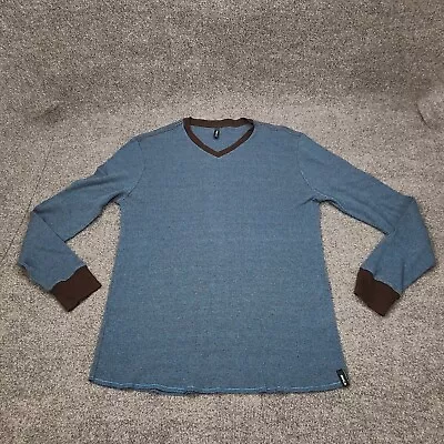 RVCA Shirt Mens 2XL XXL Blue Black Thermal V Neck Long Sleeve Surf Surfer 1966 • $18.99