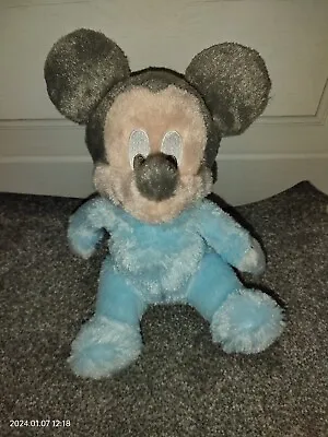 Disney Baby Mickey Mouse Blue 9  Plush With Rattle! Stuffed Toy  • £15