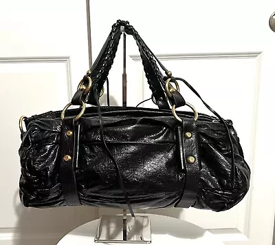 Francesco Biasia Black Leather My Sunshine Satchel Shoulder Bag • $50