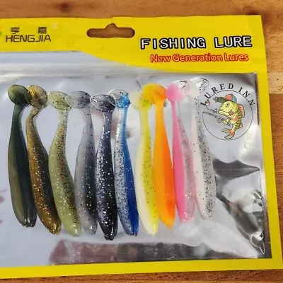 10 PACK MULTICOLOUR Soft Plastic Fishing Lures 50mm Or 70mm PaddleTail • $4.99