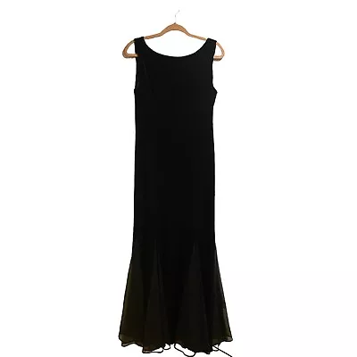 VTG Jessica Howard Evenings Black Velour Evening Gown Maxi Dress Women’s Sz 12 • $49.95